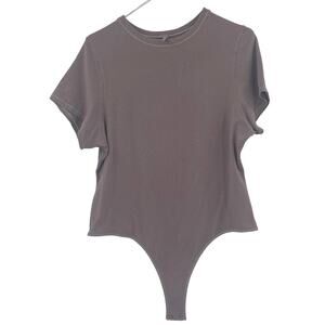 Skims T-Shirt Cotton Bodysuit Short Sleeve Thong Stretch Size 3X Plus Size
